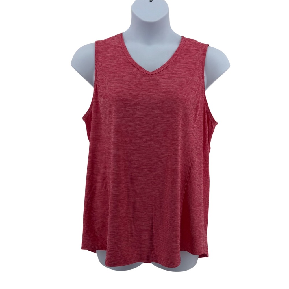 Duluth Trading Co Women Tank Top Pink Space Dye V-Neck Activewear Plus Size 1X